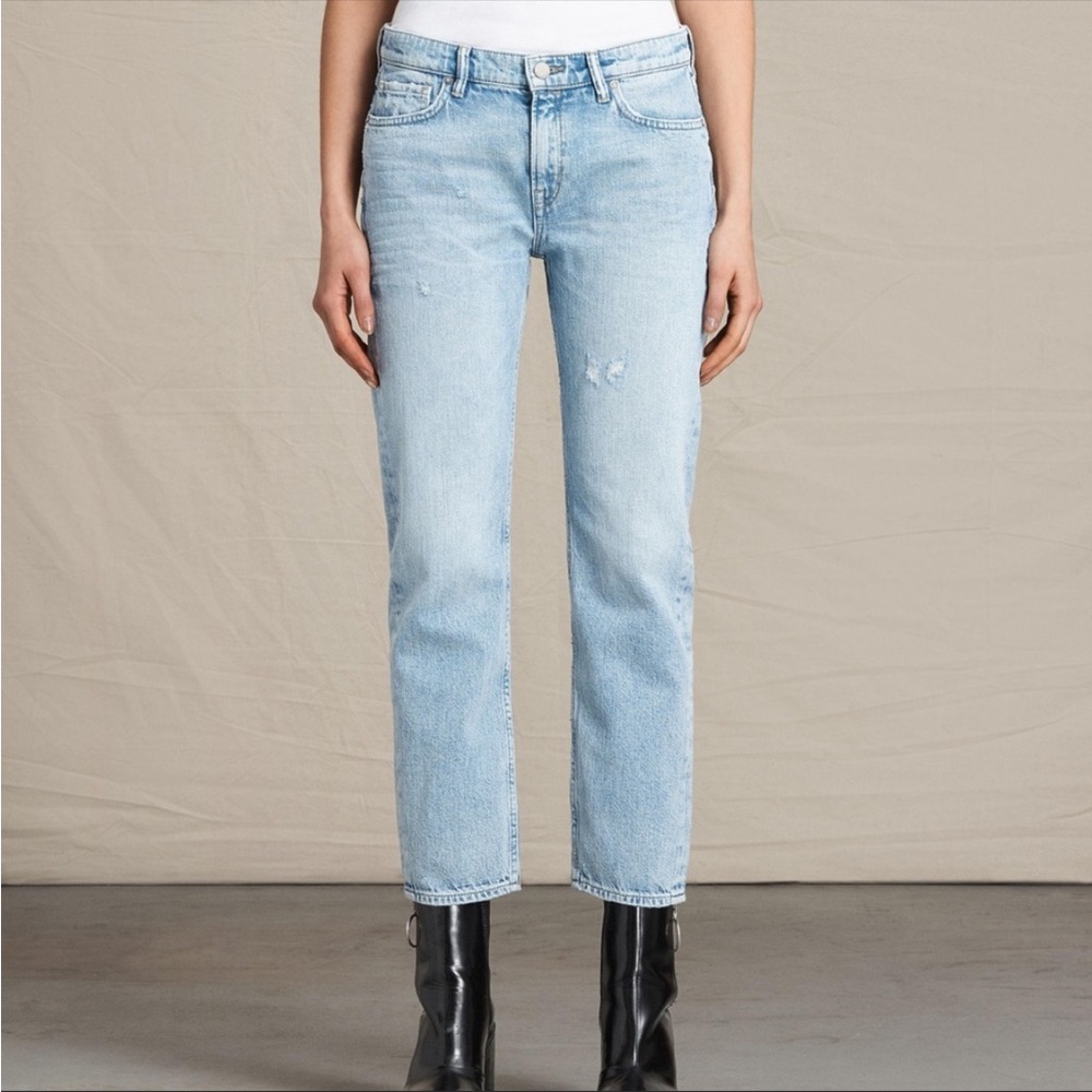 allsaints cropped faded jeans | size 24 | style: Charlie